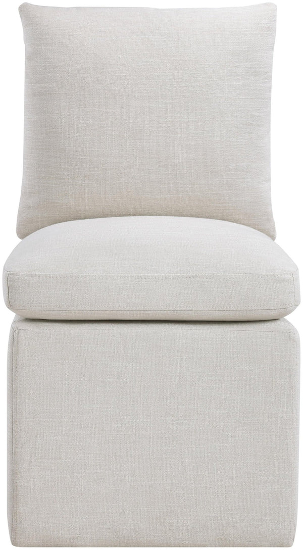 Meridian Furniture Nelori Upholstered Dining Chair Linen Performance Fabric Solid Wood Frame Modern Room Cream 11097Cream-C