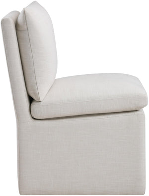 Meridian Furniture Nelori Upholstered Dining Chair Linen Performance Fabric Solid Wood Frame Modern Room Cream 11097Cream-C