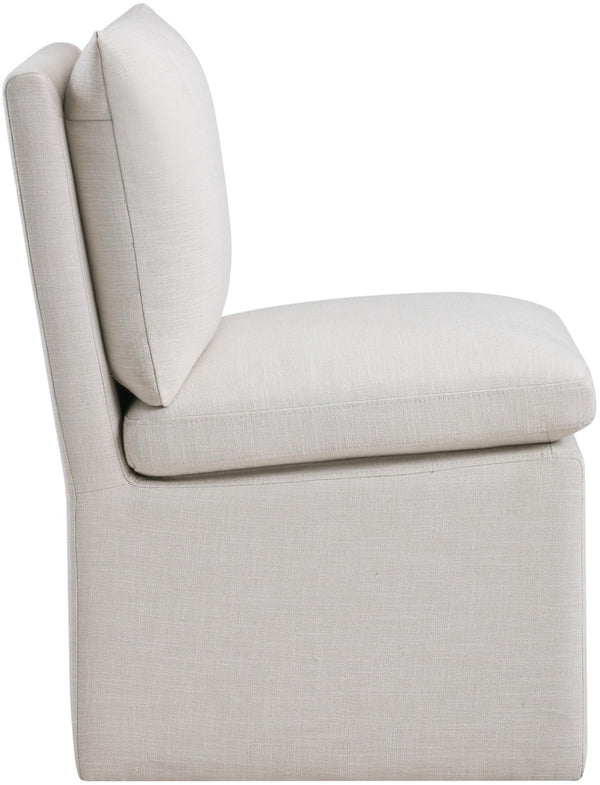 Meridian Furniture Nelori Upholstered Dining Chair Linen Performance Fabric Solid Wood Frame Modern Room Cream 11097Cream-C