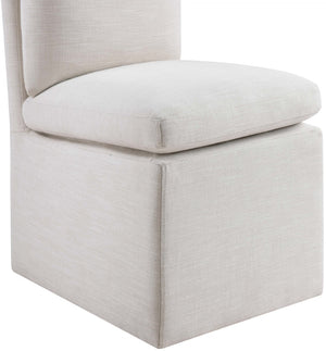Meridian Furniture Nelori Upholstered Dining Chair Linen Performance Fabric Solid Wood Frame Modern Room Cream 11097Cream-C