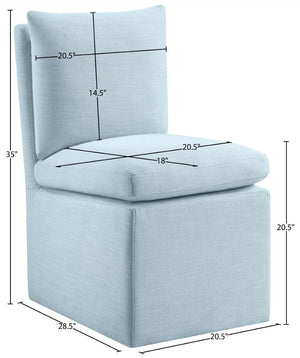 Meridian Furniture Nelori Upholstered Dining Chair Linen Performance Fabric Solid Wood Frame Modern Room Light Blue 11097LtBlu-C