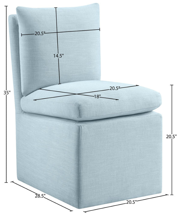 Meridian Furniture Nelori Upholstered Dining Chair Linen Performance Fabric Solid Wood Frame Modern Room Light Blue 11097LtBlu-C