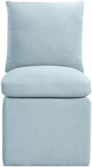 Meridian Furniture Nelori Upholstered Dining Chair Linen Performance Fabric Solid Wood Frame Modern Room Light Blue 11097LtBlu-C