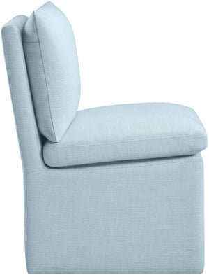 Meridian Furniture Nelori Upholstered Dining Chair Linen Performance Fabric Solid Wood Frame Modern Room Light Blue 11097LtBlu-C