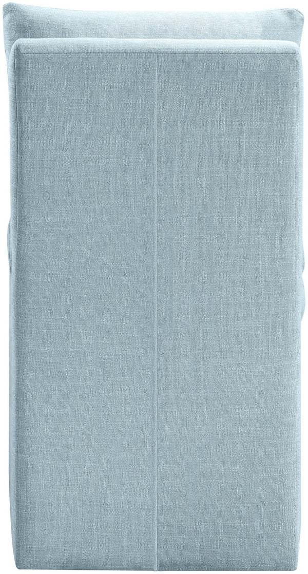 Meridian Furniture Nelori Upholstered Dining Chair Linen Performance Fabric Solid Wood Frame Modern Room Light Blue 11097LtBlu-C