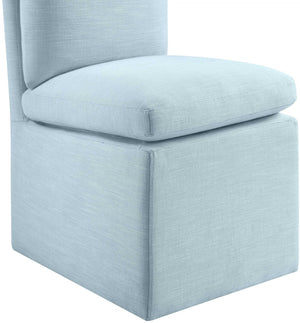 Meridian Furniture Nelori Upholstered Dining Chair Linen Performance Fabric Solid Wood Frame Modern Room Light Blue 11097LtBlu-C