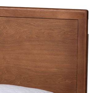 Baxton Studio Baxton Jiro Platform Bed - Mid-Century Modern Queen Frame With Inset Panel Headboard, Angled Legs, Adjustable Height And Underbed Storage Jiro-Ash Walnut-Queen