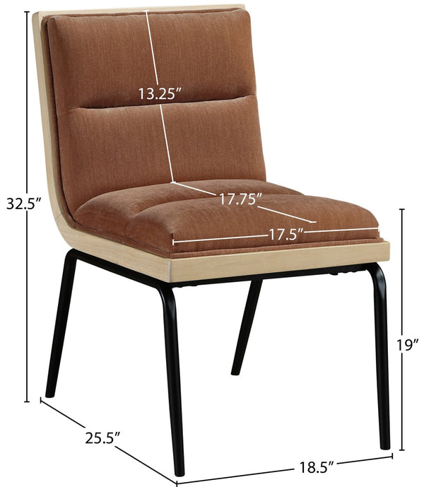 Meridian Furniture Viceroy Polyester Upholstered Dining Chair with Sturdy Matte Black Iron Frame for Modern Cognac 11098Cognac-C