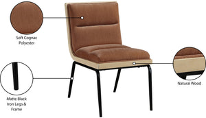 Meridian Furniture Viceroy Polyester Upholstered Dining Chair with Sturdy Matte Black Iron Frame for Modern Cognac 11098Cognac-C
