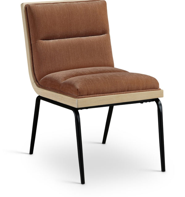 Meridian Furniture Viceroy Polyester Upholstered Dining Chair with Sturdy Matte Black Iron Frame for Modern Cognac 11098Cognac-C