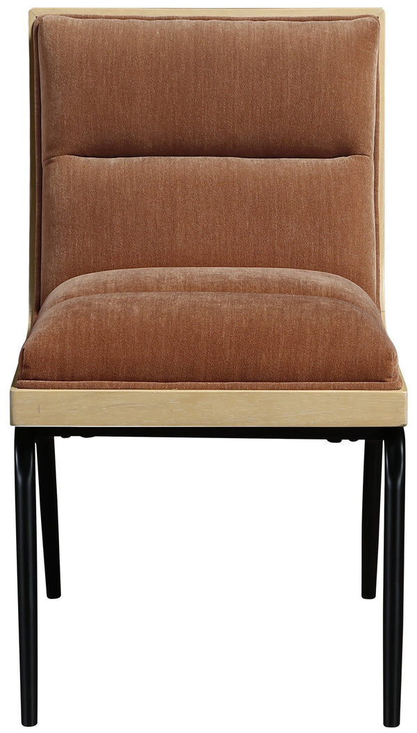 Meridian Furniture Viceroy Polyester Upholstered Dining Chair with Sturdy Matte Black Iron Frame for Modern Cognac 11098Cognac-C