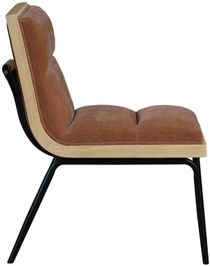 Meridian Furniture Viceroy Polyester Upholstered Dining Chair with Sturdy Matte Black Iron Frame for Modern Cognac 11098Cognac-C