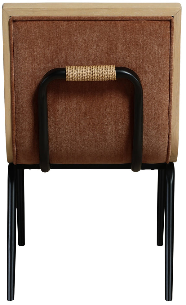 Meridian Furniture Viceroy Polyester Upholstered Dining Chair with Sturdy Matte Black Iron Frame for Modern Cognac 11098Cognac-C