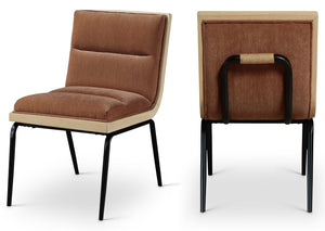 Meridian Furniture Viceroy Polyester Upholstered Dining Chair with Sturdy Matte Black Iron Frame for Modern Cognac 11098Cognac-C