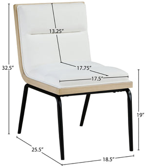 Meridian Furniture Viceroy Polyester Upholstered Dining Chair with Sturdy Matte Black Iron Frame for Modern Cream 11098Cream-C