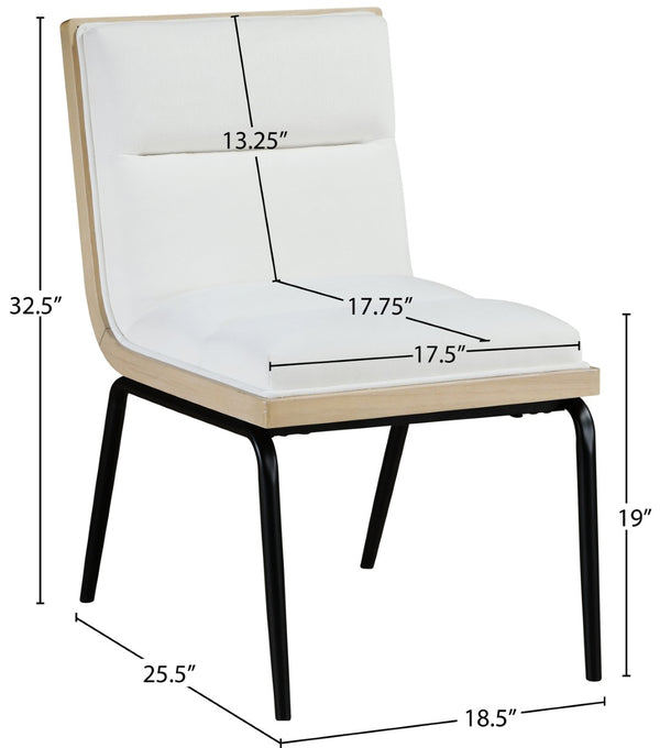 Meridian Furniture Viceroy Polyester Upholstered Dining Chair with Sturdy Matte Black Iron Frame for Modern Cream 11098Cream-C