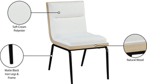 Meridian Furniture Viceroy Polyester Upholstered Dining Chair with Sturdy Matte Black Iron Frame for Modern Cream 11098Cream-C