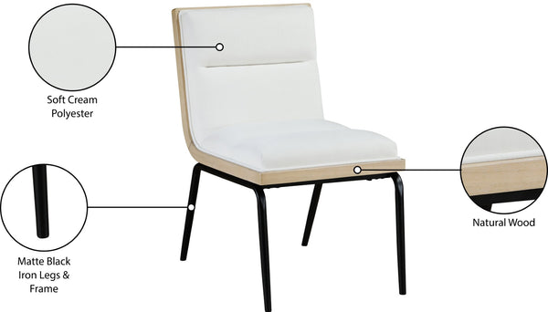 Meridian Furniture Viceroy Polyester Upholstered Dining Chair with Sturdy Matte Black Iron Frame for Modern Cream 11098Cream-C