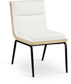 Meridian Furniture Viceroy Polyester Upholstered Dining Chair with Sturdy Matte Black Iron Frame for Modern Cream 11098Cream-C