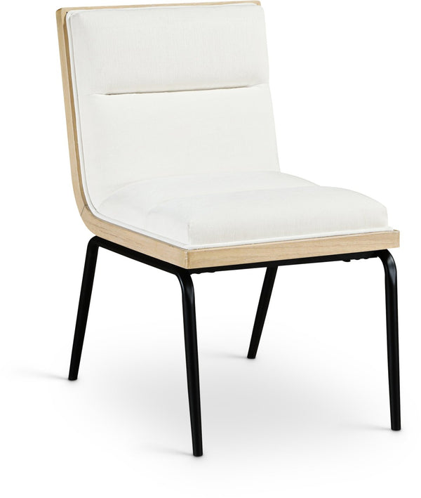 Meridian Furniture Viceroy Polyester Upholstered Dining Chair with Sturdy Matte Black Iron Frame for Modern Cream 11098Cream-C