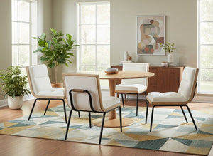 Meridian Furniture Viceroy Polyester Upholstered Dining Chair with Sturdy Matte Black Iron Frame for Modern Cream 11098Cream-C