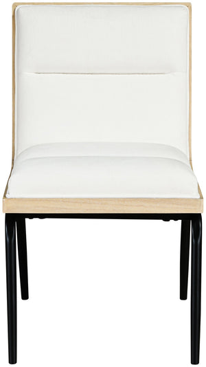 Meridian Furniture Viceroy Polyester Upholstered Dining Chair with Sturdy Matte Black Iron Frame for Modern Cream 11098Cream-C