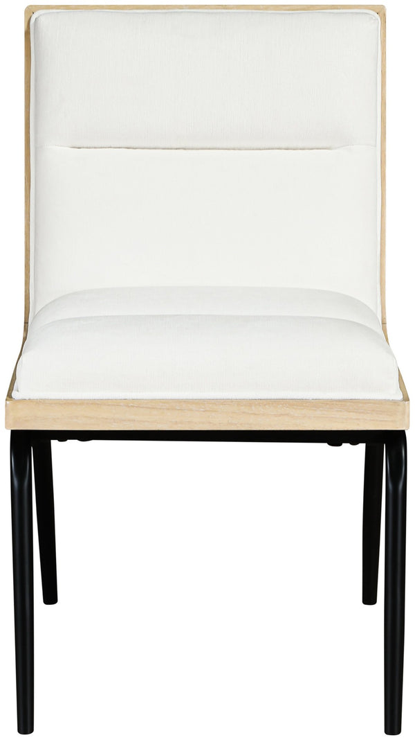 Meridian Furniture Viceroy Polyester Upholstered Dining Chair with Sturdy Matte Black Iron Frame for Modern Cream 11098Cream-C