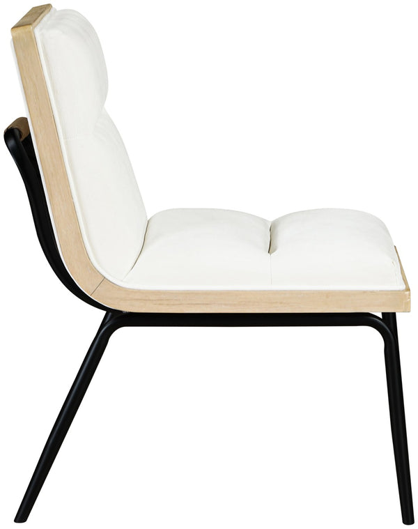Meridian Furniture Viceroy Polyester Upholstered Dining Chair with Sturdy Matte Black Iron Frame for Modern Cream 11098Cream-C
