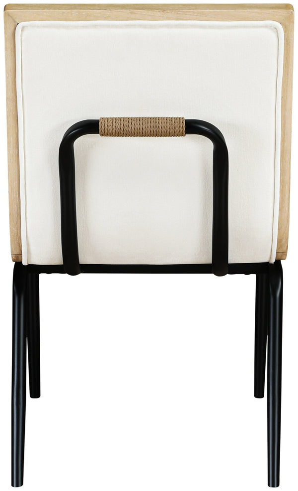 Meridian Furniture Viceroy Polyester Upholstered Dining Chair with Sturdy Matte Black Iron Frame for Modern Cream 11098Cream-C