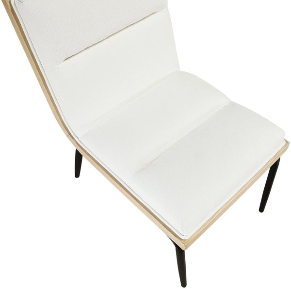 Meridian Furniture Viceroy Polyester Upholstered Dining Chair with Sturdy Matte Black Iron Frame for Modern Cream 11098Cream-C
