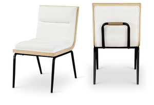Meridian Furniture Viceroy Polyester Upholstered Dining Chair with Sturdy Matte Black Iron Frame for Modern Cream 11098Cream-C