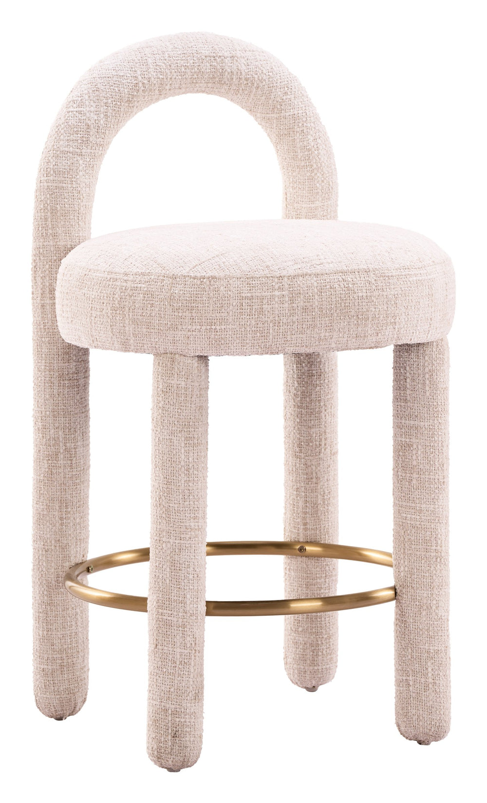 Zuo Modern Curco Upholstered Counter Stools Set of 2 with Polyester Fabric and Wood Steel Frame 110993