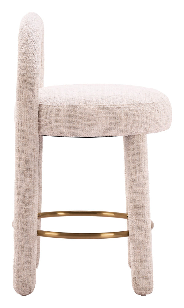 Curco Upholstered Counter Stools Set of 2 with Polyester Fabric and Wood Steel Frame
