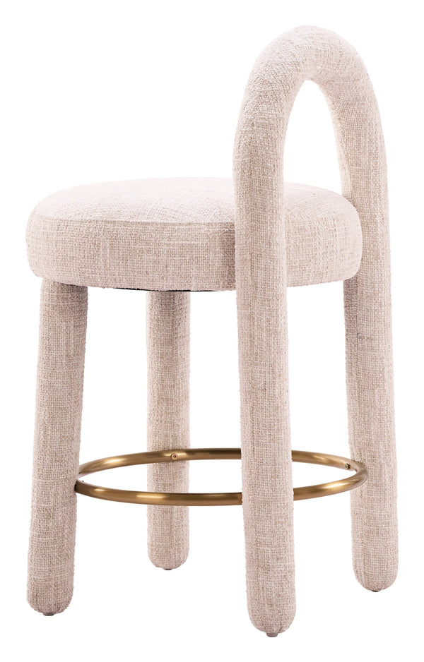 Curco Upholstered Counter Stools Set of 2 with Polyester Fabric and Wood Steel Frame