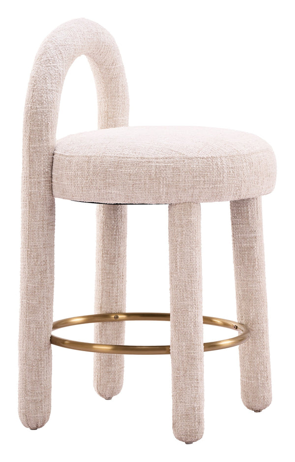 Curco Upholstered Counter Stools Set of 2 with Polyester Fabric and Wood Steel Frame