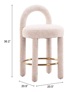 Curco Upholstered Counter Stools Set of 2 with Polyester Fabric and Wood Steel Frame