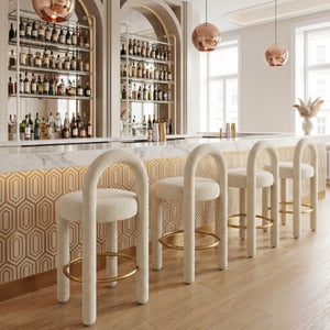 Curco Upholstered Counter Stools Set of 2 with Polyester Fabric and Wood Steel Frame