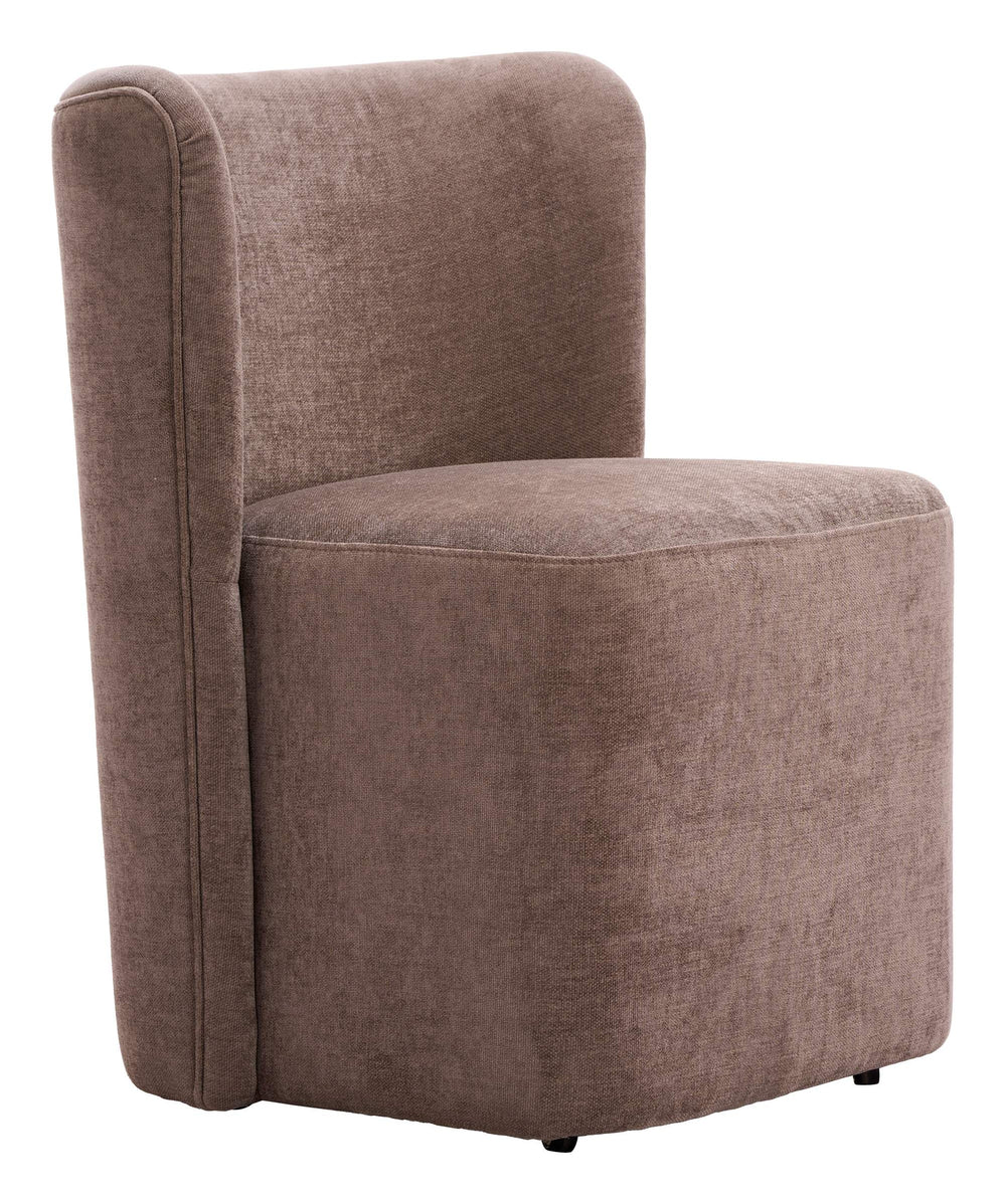 Zuo Modern Bambun Upholstered Dining Chair on Casters Eucalyptus Frame Modern Neutral Seat 110996