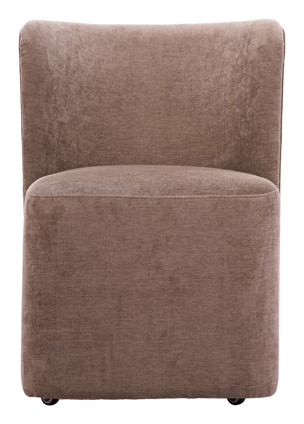 Bambun Upholstered Dining Chair on Casters Eucalyptus Frame Modern Neutral Seat