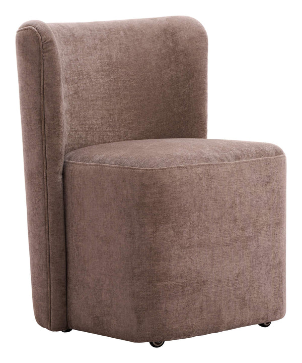 Bambun Upholstered Dining Chair on Casters Eucalyptus Frame Modern Neutral Seat
