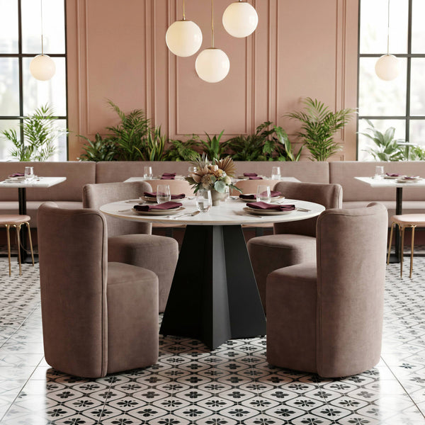 Bambun Upholstered Dining Chair on Casters Eucalyptus Frame Modern Neutral Seat