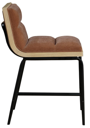 Meridian Furniture Viceroy Upholstered Counter Stool with Matte Black Iron Frame and Natural Wood Accents Cognac 11099Cognac-C