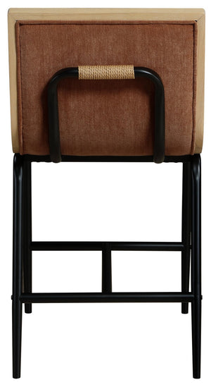 Meridian Furniture Viceroy Upholstered Counter Stool with Matte Black Iron Frame and Natural Wood Accents Cognac 11099Cognac-C