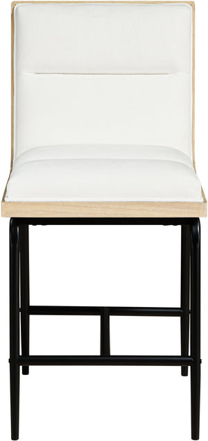 Meridian Furniture Viceroy Upholstered Counter Stool with Matte Black Iron Frame and Natural Wood Accents Cream 11099Cream-C