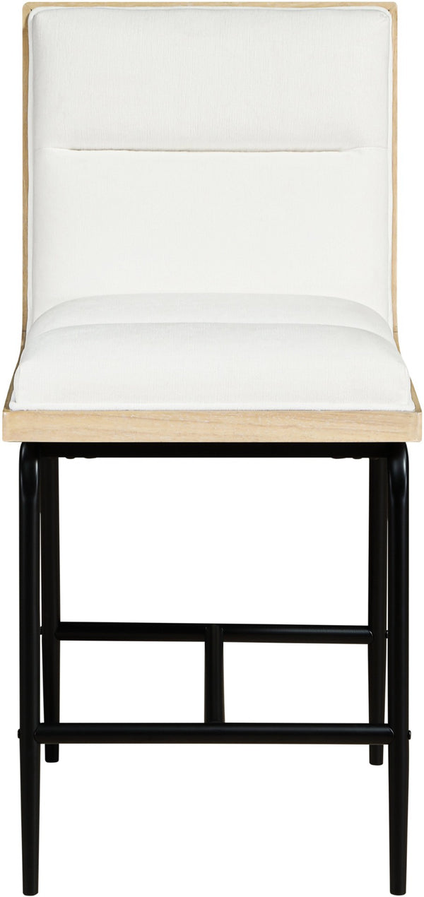 Meridian Furniture Viceroy Upholstered Counter Stool with Matte Black Iron Frame and Natural Wood Accents Cream 11099Cream-C