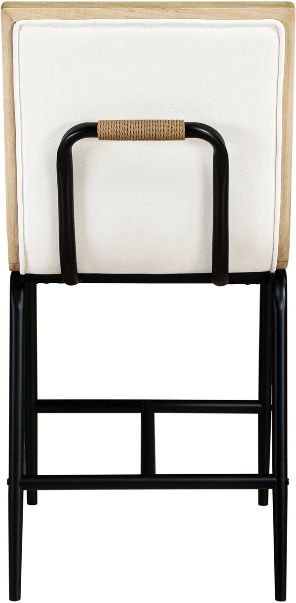 Meridian Furniture Viceroy Upholstered Counter Stool with Matte Black Iron Frame and Natural Wood Accents Cream 11099Cream-C