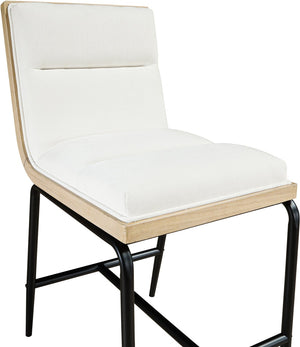 Meridian Furniture Viceroy Upholstered Counter Stool with Matte Black Iron Frame and Natural Wood Accents Cream 11099Cream-C