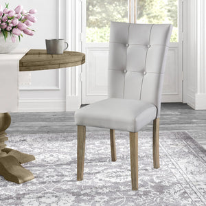 English Elm Grey Tufted Side Chairs Set Of 2 - Elegant Faux Leather, Durable Oak Frame, Modern Comfort & Style B062P182762