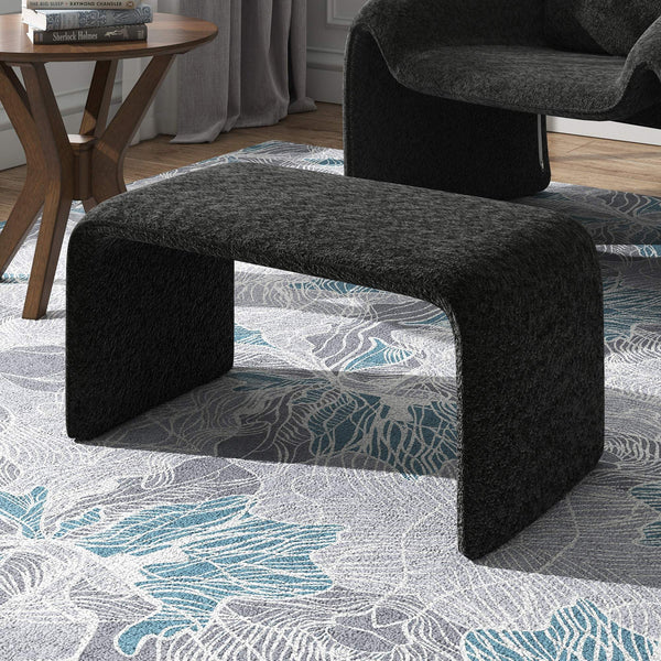 Gainsborough Sculptural Boucle Ottoman Curved Accent Seat for Modern Living Rooms