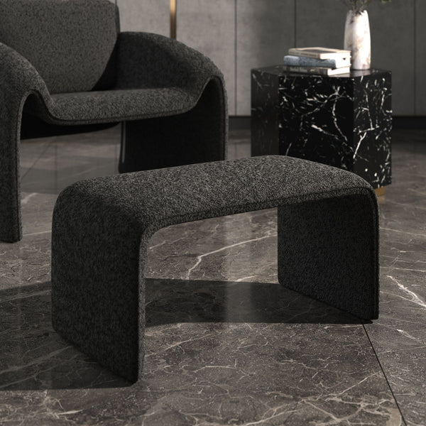 Gainsborough Sculptural Boucle Ottoman Curved Accent Seat for Modern Living Rooms
